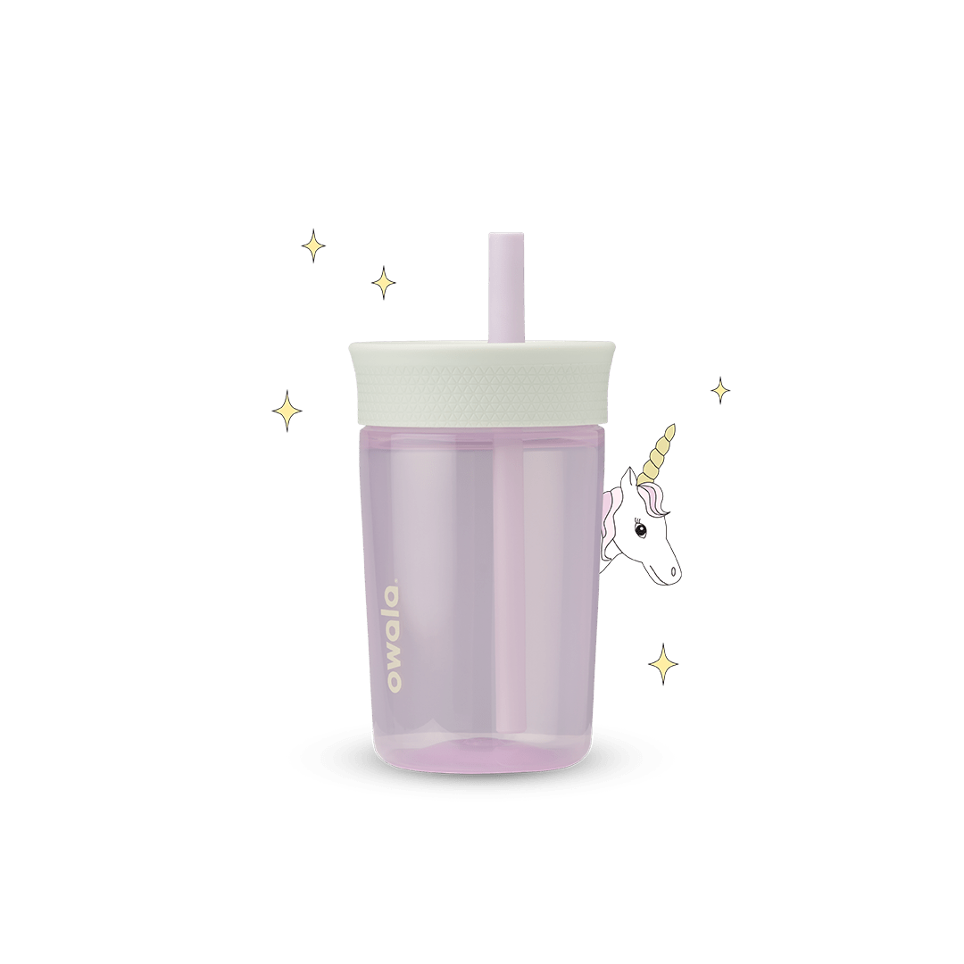 [LIMITLESS_COLOR:UNICORN] Owala Kids’ Tumbler 15 oz — UNICORN — Vista principal del vaso plástico de 15 oz