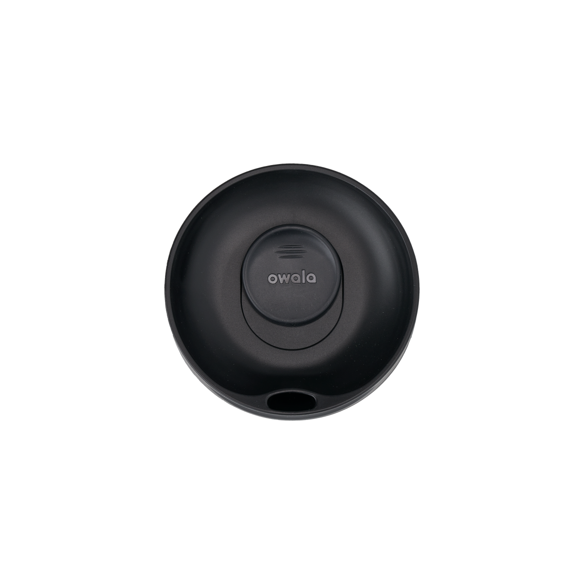 [LIMITLESS_COLOR:VERY, VERY DARK] Owala SmoothSip Slider 12 oz — VERY, VERY DARK — Vista de tapa desde arriba, enlazada por la galería de 12 oz; no muestra un cuerpo de 20 oz