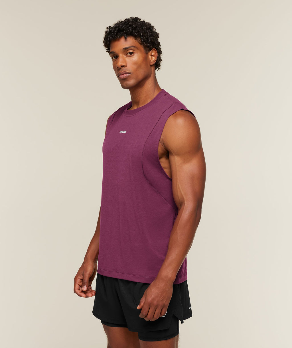 [LIMITLESS_COLOR:STRENGTH PINK] GYMSHARK Running Boxy Tank — STRENGTH PINK — vista 3